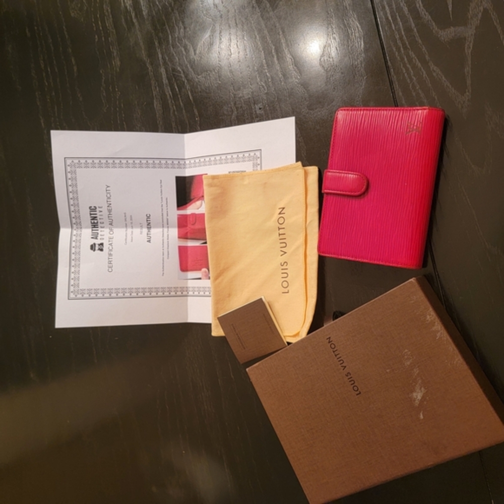 Louis Vuitton Red Epi Leather Wallet W/ Box, Dustbag And COA